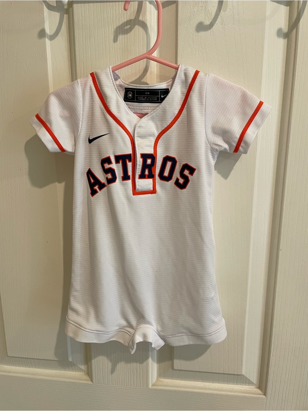 Nike Baby Houston Astros White & Orange Baseball Romper
